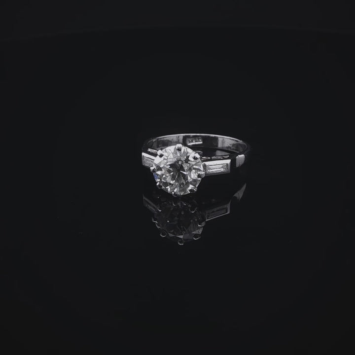 Antique Platinum 1.75ct Old Cut Diamond Ring, Cut Circa 1860