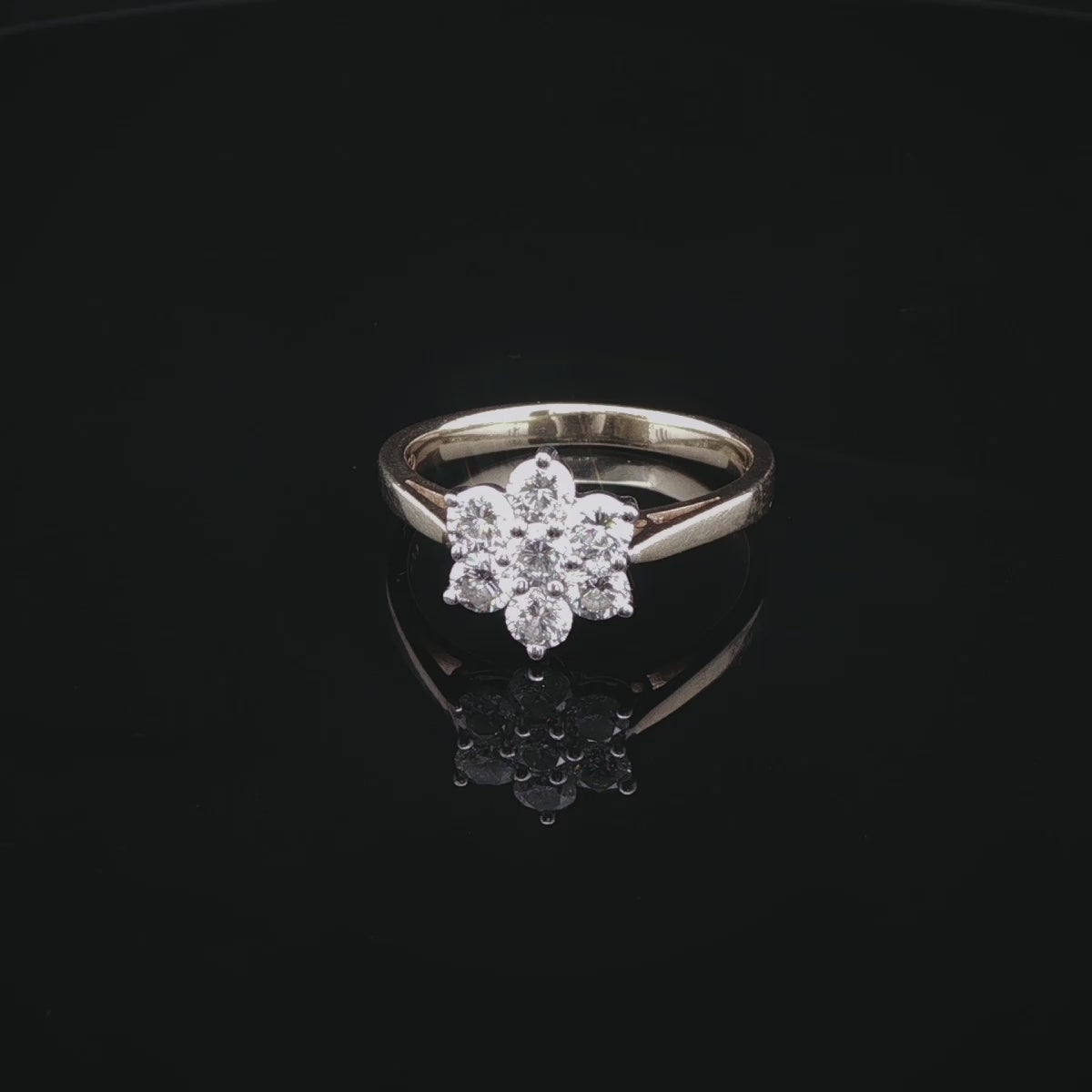 18ct Gold 0.70ct Diamond Seven Stone Cluster Ring
