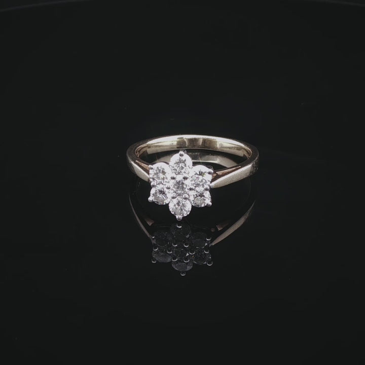 18ct Gold 0.70ct Diamond Seven Stone Cluster Ring