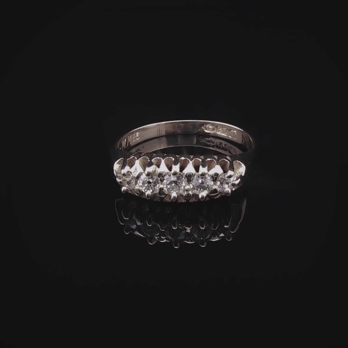 Antique 18ct Yellow Gold  Five Stone Old Cut Diamond Ring