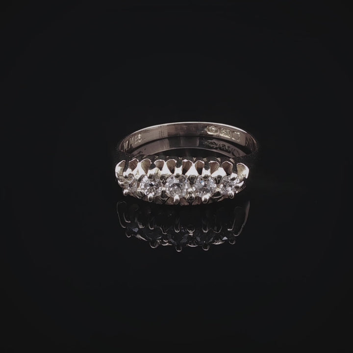Antique 18ct Yellow Gold  Five Stone Old Cut Diamond Ring