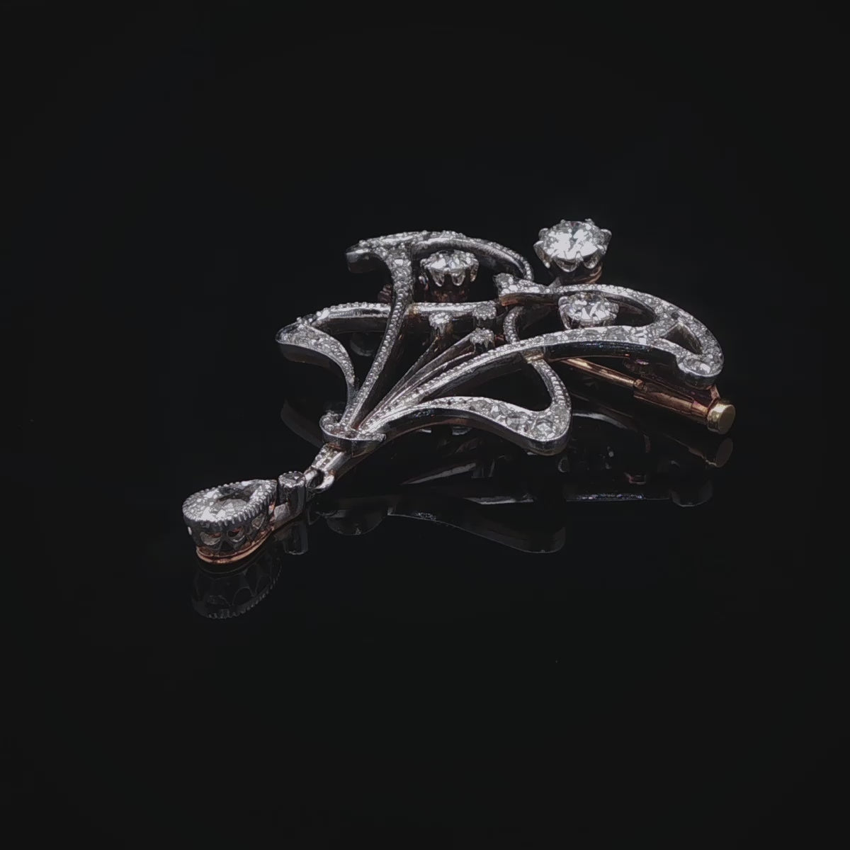 Antique Victorian Platinum and 18ct Gold 1.00ct Diamond Brooch, Circa 1890