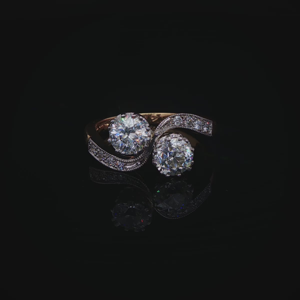 18ct Yellow Gold and Platinum Diamond Toi et Moi ring, 1.35ct