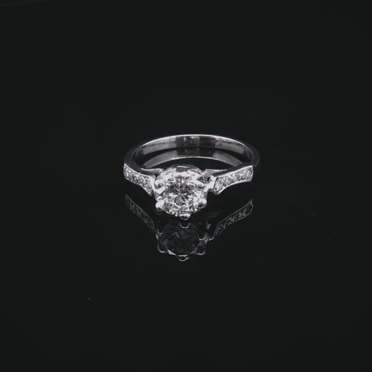 14ct White Gold Old Cut 0.75ct Diamond Solitaire Ring