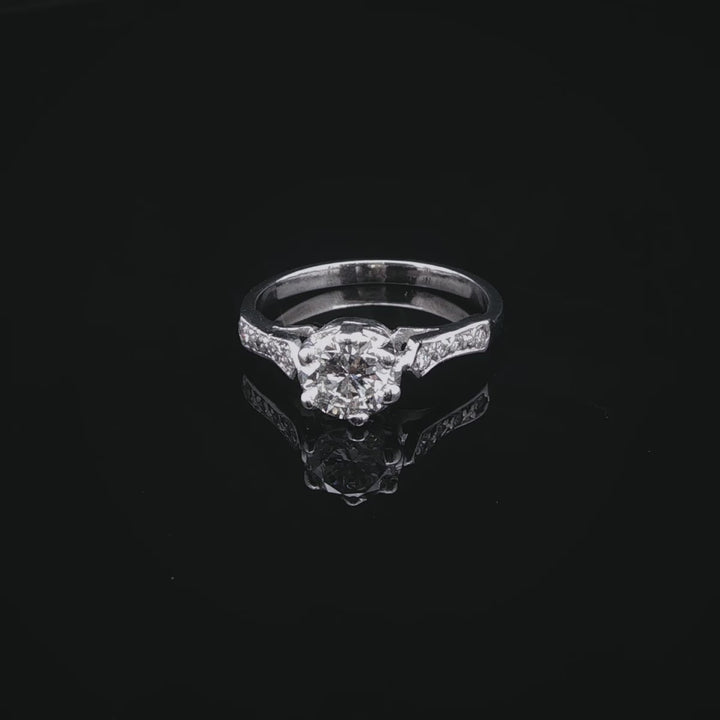 14ct White Gold Old Cut 0.75ct Diamond Solitaire Ring