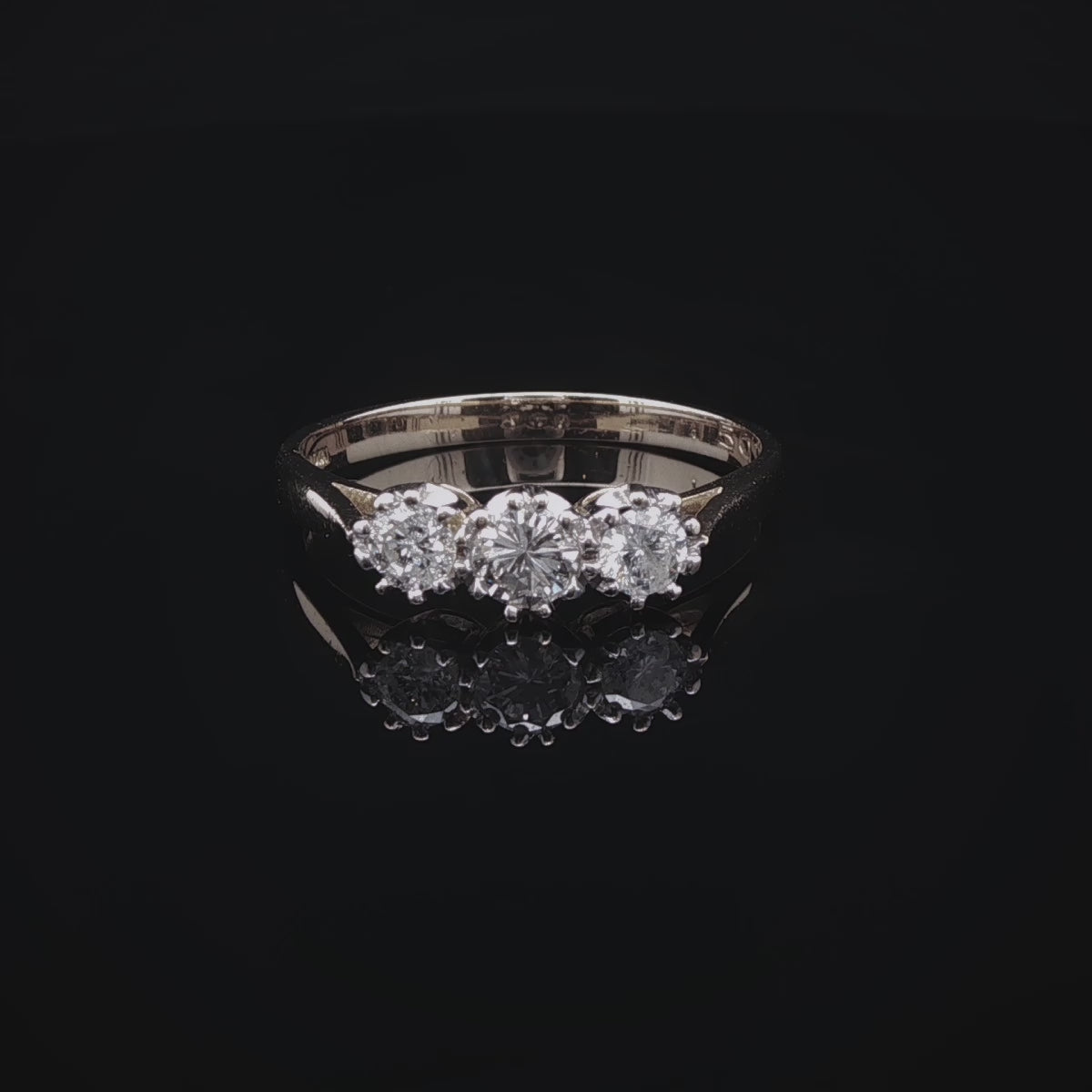 18ct Gold Three Stone Brilliant Cut Diamond Ring, 0.50ct