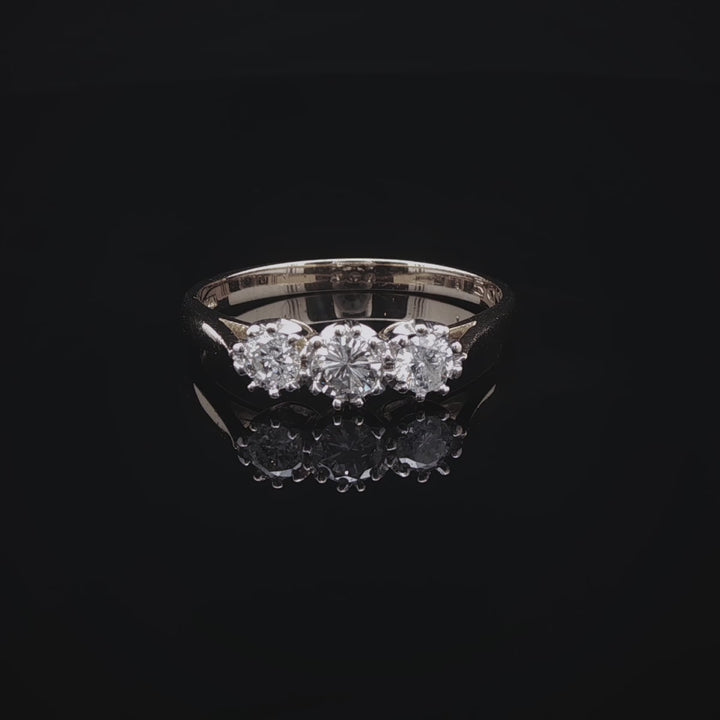 18ct Gold Three Stone Brilliant Cut Diamond Ring, 0.50ct