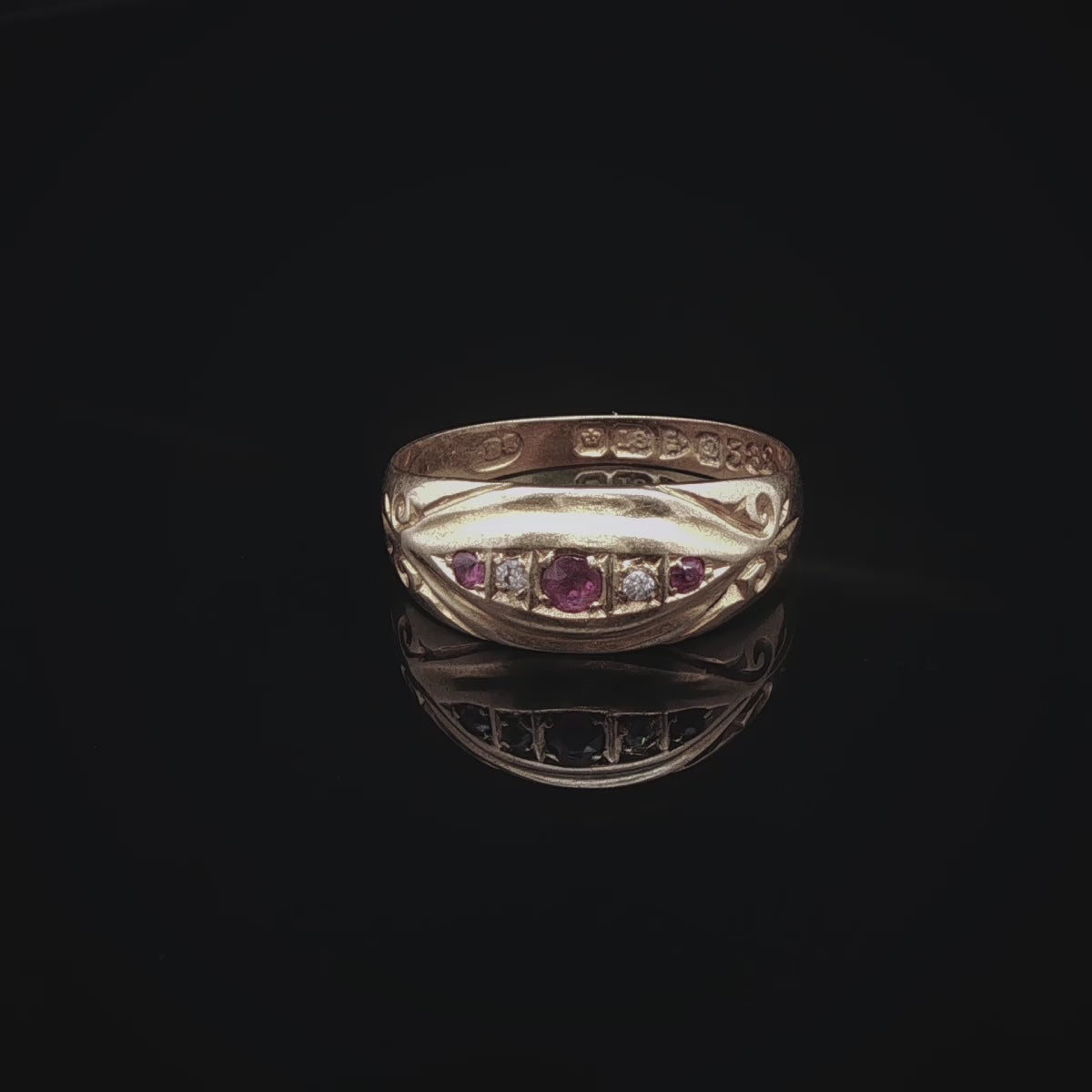 Antique Edwardian 18ct Gold Ruby and Diamond Ring, Chester 1904