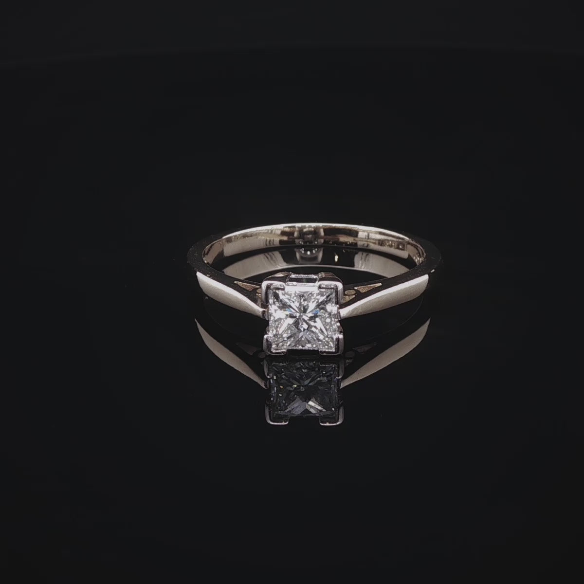 18ct Gold Princess Cut Diamond Solitaire Ring, 0.69ct
