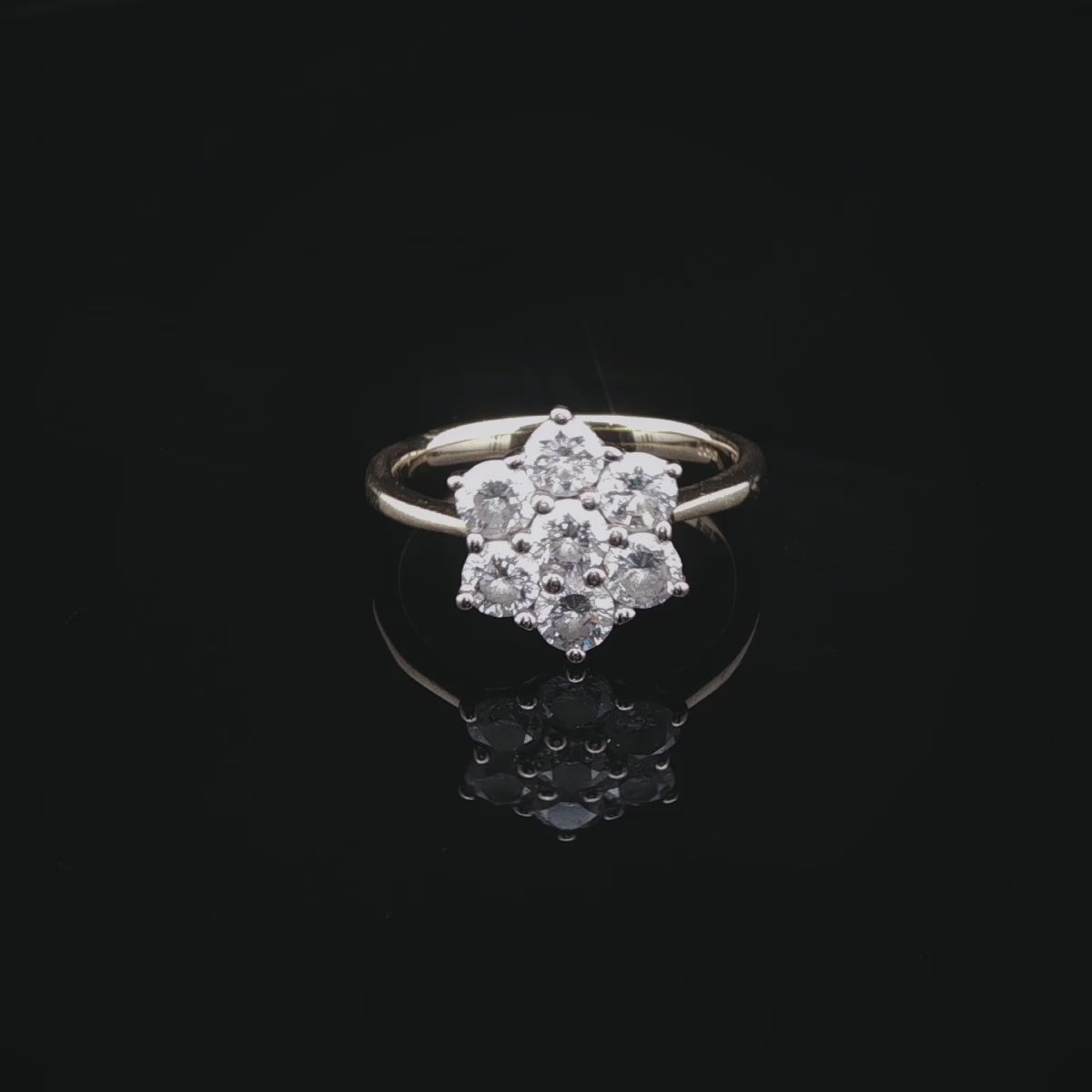 18ct Gold Brilliant Cut 0.90ct Diamond Cluster Ring