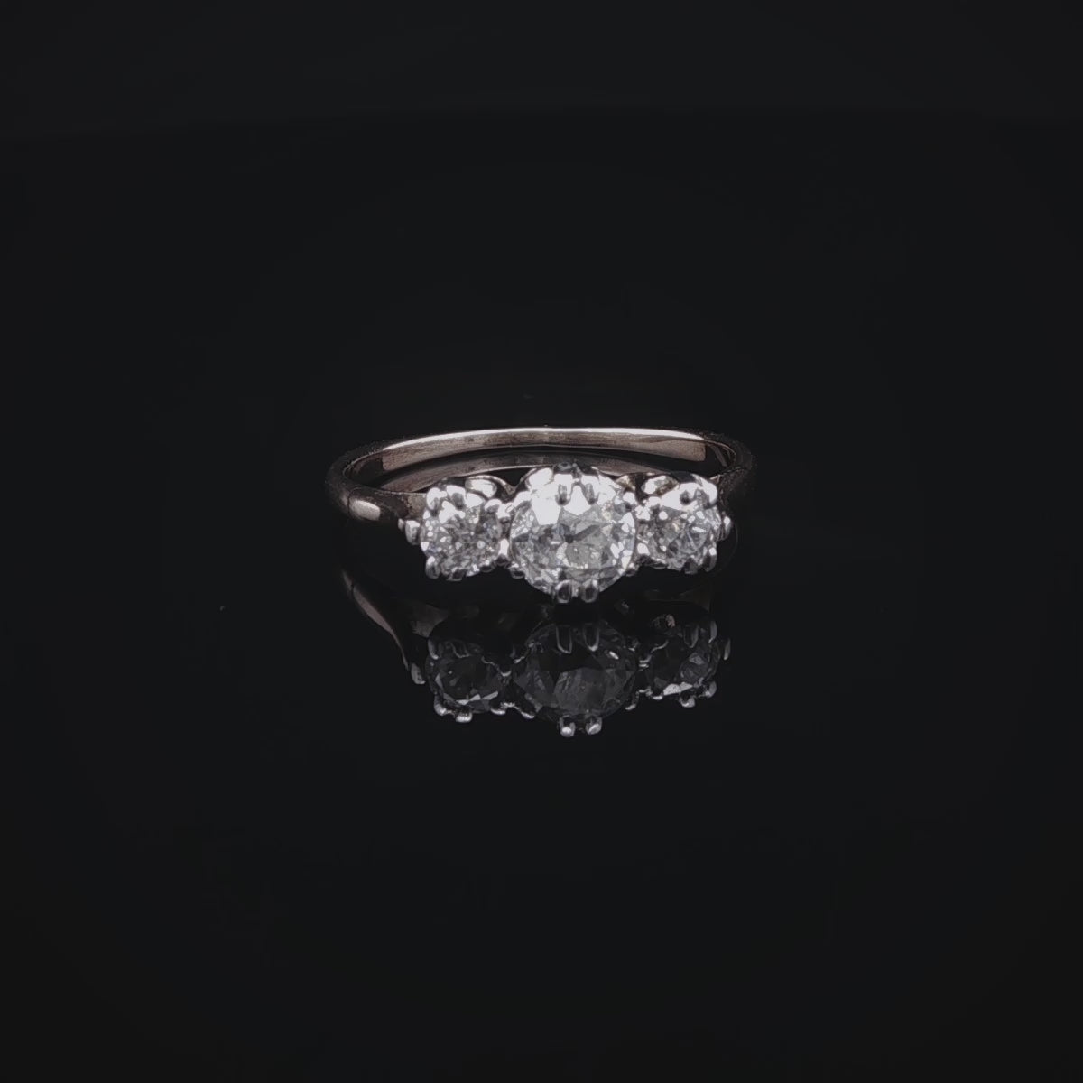 18ct Gold Three Stone Old Cut Diamond Ring, 0.50ct