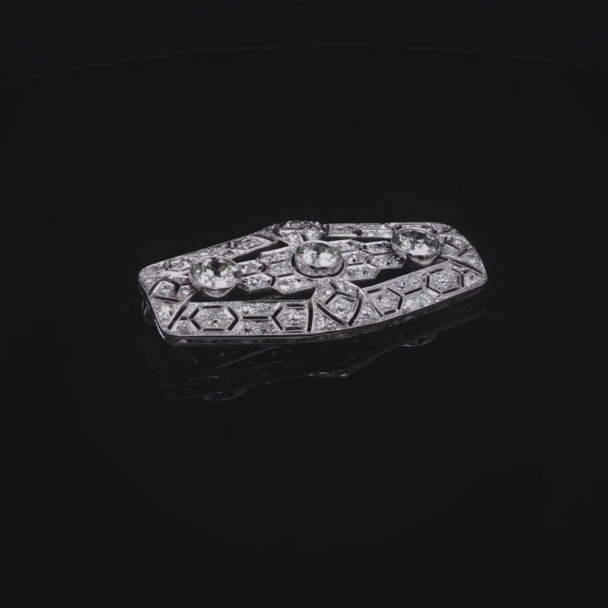 Art Deco Platinum Old Cut 2.35ct Diamond Brooch, Circa 1925