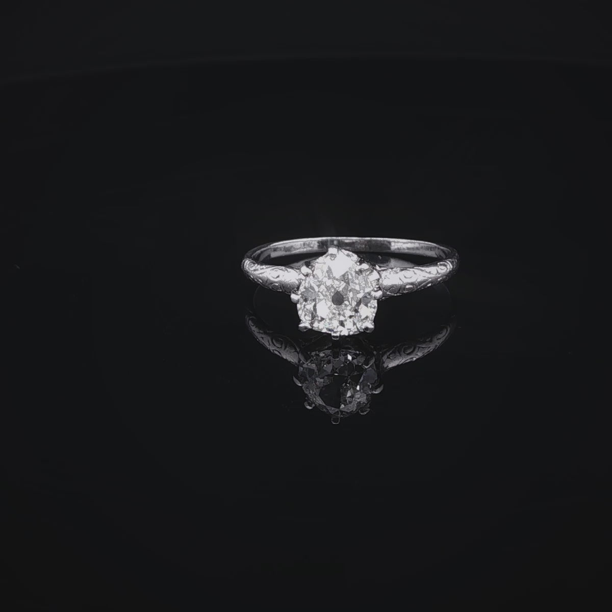 Antique Platinum Heart Cut Diamond Ring, 1.05ct