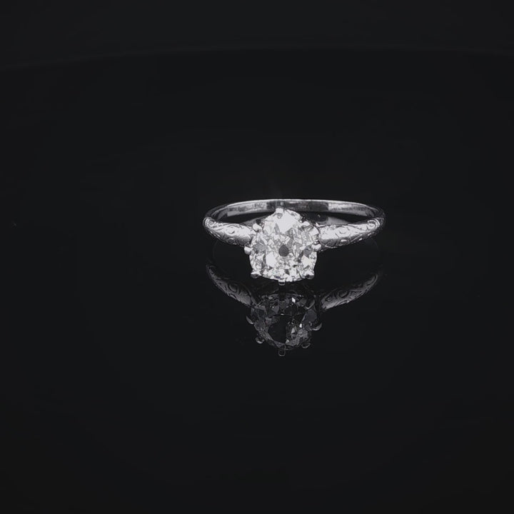 Antique Platinum Heart Cut Diamond Ring, 1.05ct